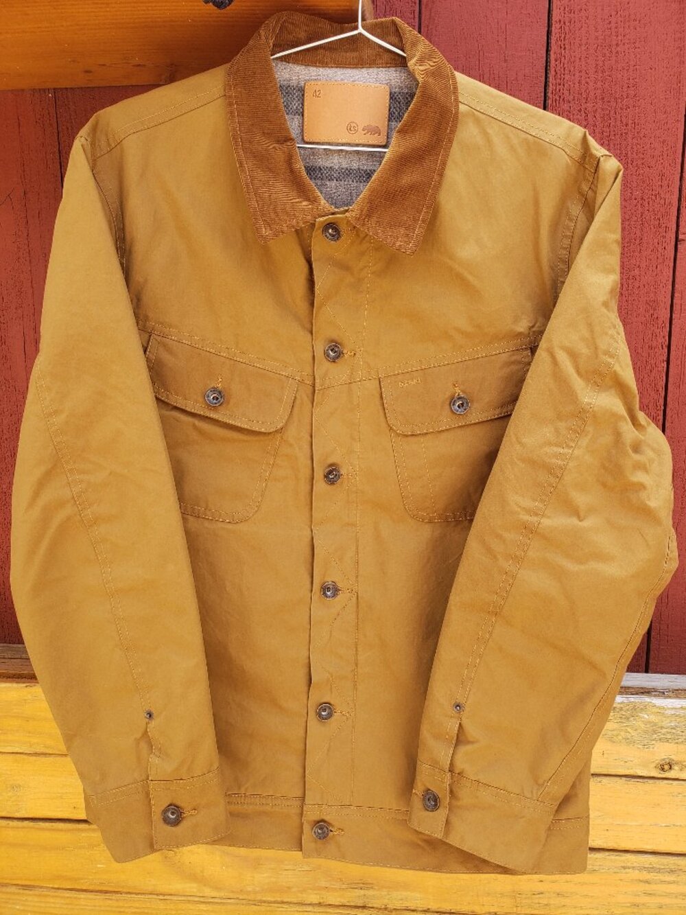 Taylor Stitch Lined Long Haul Jacket in Harvest Tan Dry Wax